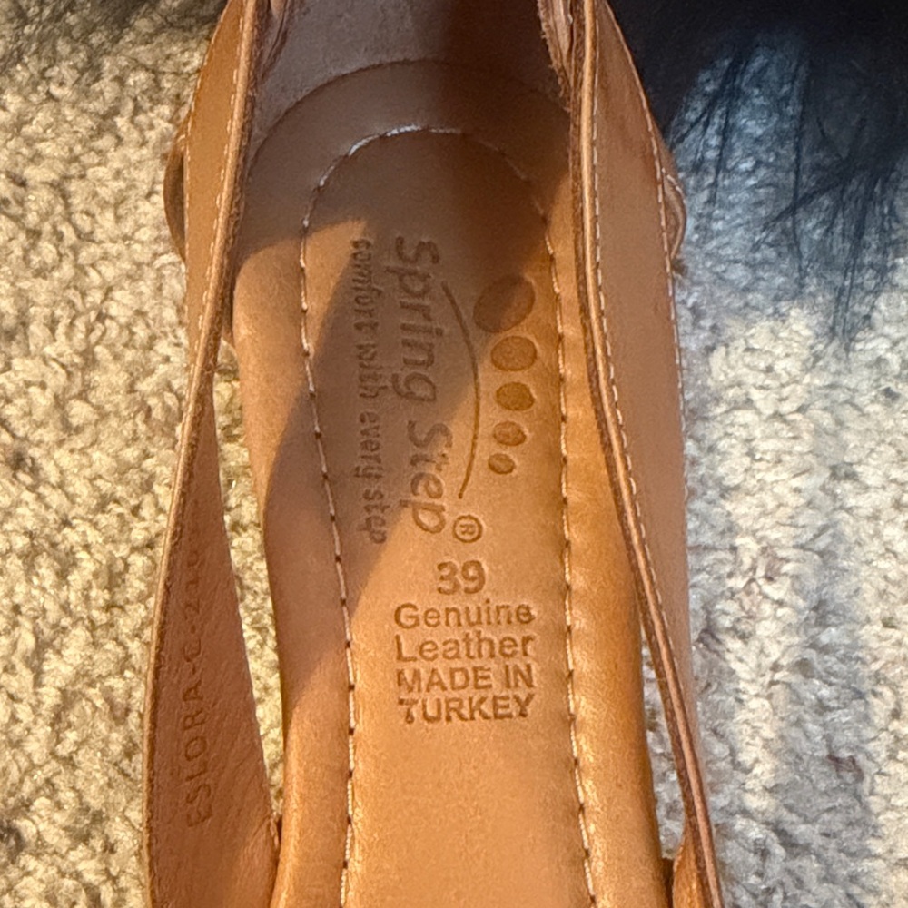 Spring Step Women's Tan Woven Leather Slingback Loafers - Picture 9 of 11